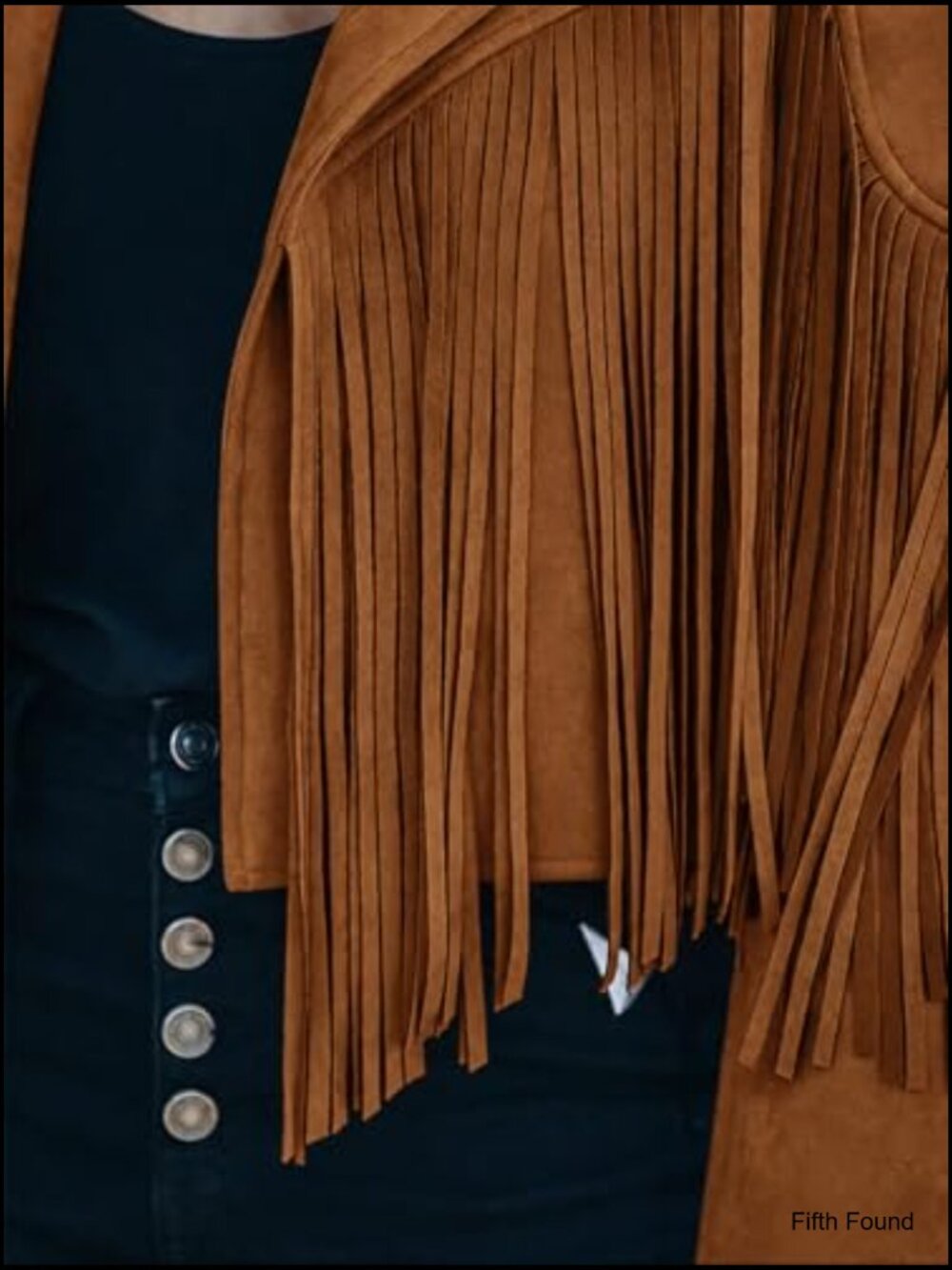 Faux Suede Leather Cropped Fringe Jacket Motorcycle Coat - Picture 2 of 7